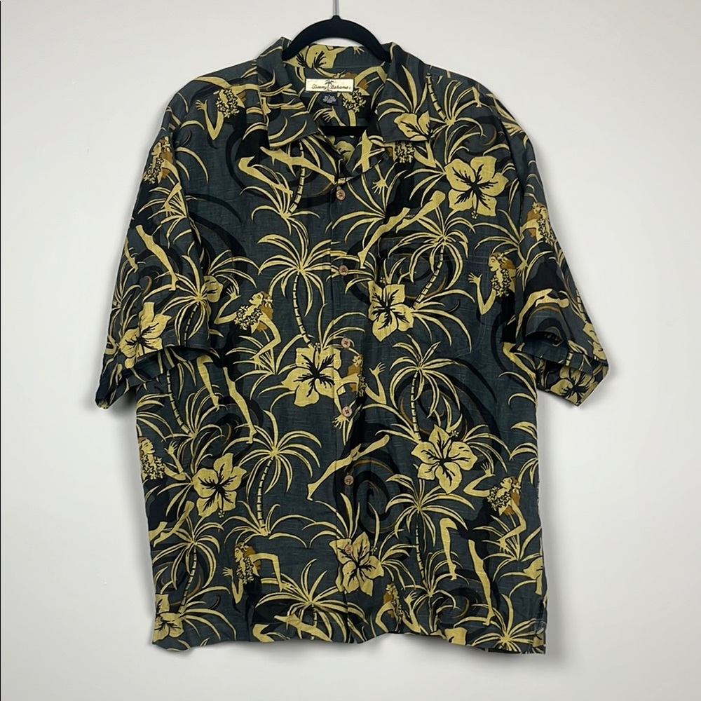 Tommy Bahama Silk & Linen Hawaiian Floral Print Shirt / SZ L
